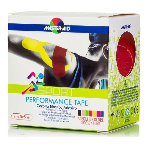 Master Aid Sport Performance Tape Κόκκινη Αυτοκόλλητη Ελαστική Ταινία για Επιδέσεις 5mx5cm 1 Τεμάχιο
